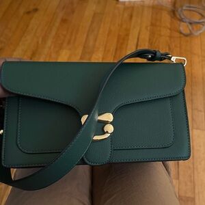 Elegant Green faux Leather Women's shoulder Bag